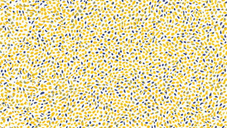 Seamless pattern with yellow and blue spots on a white backgroundの素材