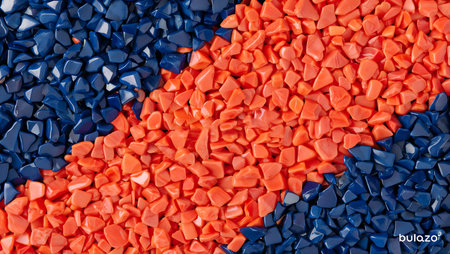 Colored pebbles in the shape of the flag of Russiaの素材