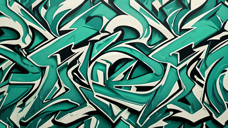 3d illustration of abstract background with geometric shapes in green and blue colorsの素材