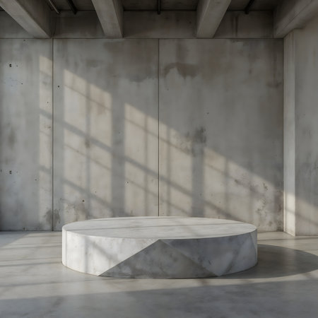 White concrete pedestal with shadow on the wall. 3d renderingの素材