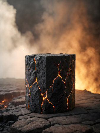 Burning lava on the ground. Global warming concept. 3d renderingの素材