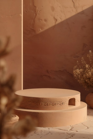 Cylinder podium for product presentationle background. 3d renderingの素材