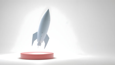 Rocket on a white background. 3D illustration. 3D rendering.の素材