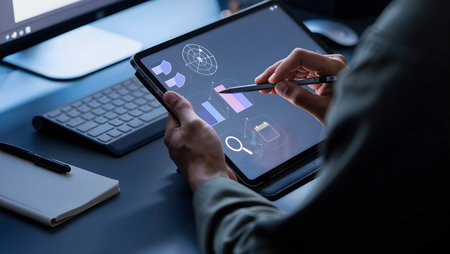 Businessman using a digital tablet in the office. Business and technology concept.の素材