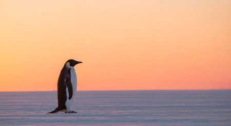 King penguin (Pygoscelis patagonicus) on the ice in Antarcticaの素材
