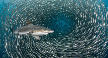 Picture shows a Caribbean reef shark at the Bahamas, Cayo Largoの素材