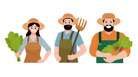 Smiling Farmer Collection Vector Illustration in flat styleのイラスト素材