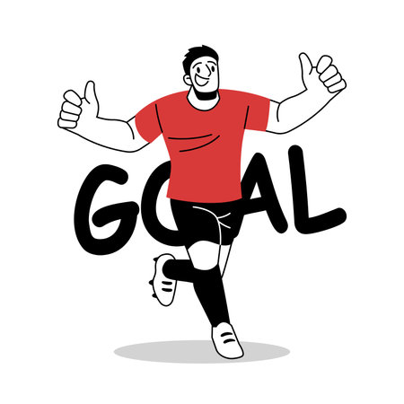 Soccer Player Celebrates Scoring a Goal Vector Cartoon Illustrationのイラスト素材