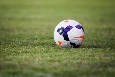 CHONBURI,THAILAND-J ANUARY 18 Detail of ball which use in match between PTT Rayong and Police friend at Chonburi stadium on Jan 18, 2014 in Chonburi,Thailand のeditorial素材