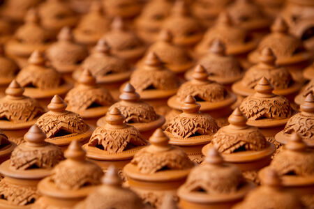 Traditional Thai clay pottery at Nonthaburi の写真素材