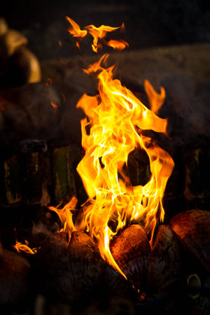 The traditional cooking white bamboo in Thailand.の写真素材