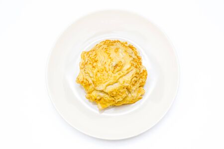 Thai omelet on jasmine rice isolated.の写真素材
