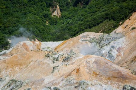 Landscape of hot mud pool in Jikogudani Hokkaido Japan.の写真素材