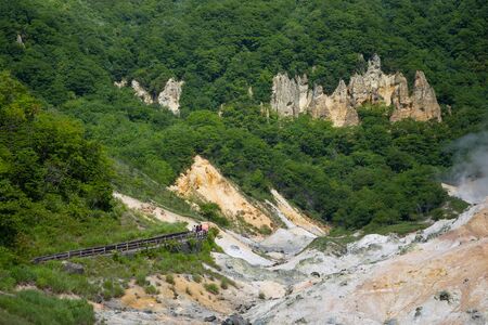 Landscape of hot mud pool in Jikogudani Hokkaido Japan.の写真素材