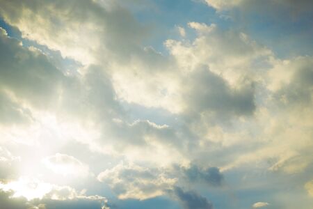 Beautiful cloud and sunbeam in evening.の写真素材