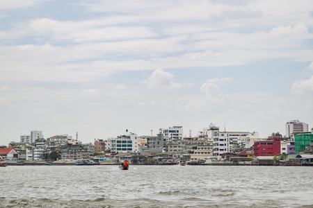 BANGKOK THAILAND AUG 11,2015 : The landscape of Bangkok city and Chao Phraya River taken on 11 Aug,2015のeditorial素材