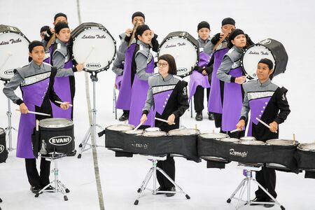 BANGKOK,THAILAND-AUGUST 21 : The photograph of Thailand International Drumline Contest 2015 at Chan Chai Acadium in August 23 2015.のeditorial素材
