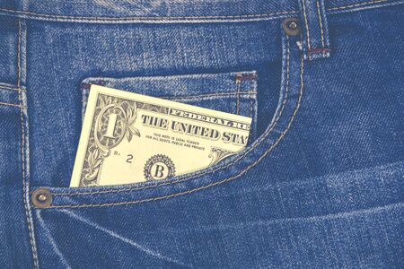 Native jean pocket with dollar money.Vintage filteredの写真素材