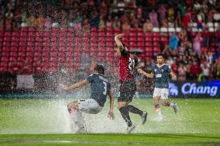 NONTHABURI,THAILAND-SEPTEMBER 23: Cleiton Silva(No.23) Players of SCG Muangthong United in action between the game MTUTD and Chaing Rai UTD in Chang FA Cup 2015 at SCG Stadium on Sep 23, 2015のeditorial素材