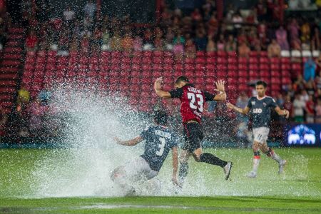 NONTHABURI,THAILAND-SEPTEMBER 23: Cleiton Silva(No.23) Players of SCG Muangthong United in action between the game MTUTD and Chaing Rai UTD in Chang FA Cup 2015 at SCG Stadium on Sep 23, 2015のeditorial素材