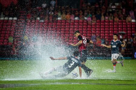 NONTHABURI,THAILAND-SEPTEMBER 23: Cleiton Silva(No.23) Players of SCG Muangthong United in action between the game MTUTD and Chaing Rai UTD in Chang FA Cup 2015 at SCG Stadium on Sep 23, 2015のeditorial素材