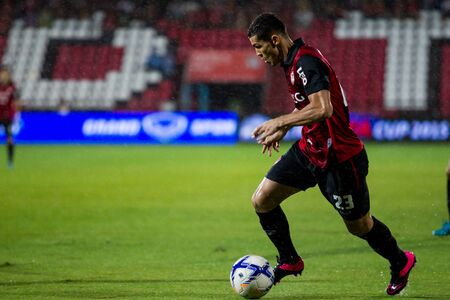 NONTHABURI,THAILAND-SEPTEMBER 23: Cleiton Silva(No.23) Players of SCG Muangthong United in action between the game MTUTD and Chaing Rai UTD in Chang FA Cup 2015 at SCG Stadium on Sep 23, 2015のeditorial素材