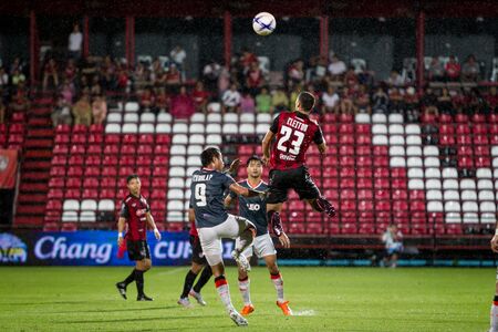 NONTHABURI,THAILAND-SEPTEMBER 23: Cleiton Silva(No.23) Players of SCG Muangthong United in action between the game MTUTD and Chaing Rai UTD in Chang FA Cup 2015 at SCG Stadium on Sep 23, 2015のeditorial素材