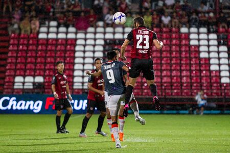 NONTHABURI,THAILAND-SEPTEMBER 23: Cleiton Silva(No.23) Players of SCG Muangthong United in action between the game MTUTD and Chaing Rai UTD in Chang FA Cup 2015 at SCG Stadium on Sep 23, 2015のeditorial素材