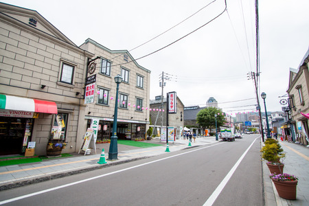 OTARU, JAPAN-JUL 15 : View of people in Otaru downtown in Hokkaido. On Jul 15 2015.のeditorial素材