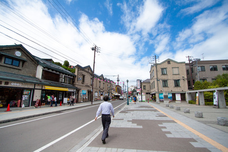 OTARU, JAPAN-JUL 15 : View of people in Otaru downtown in Hokkaido. On Jul 15 2015.のeditorial素材
