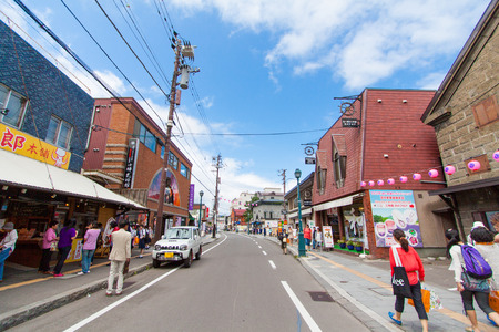 OTARU, JAPAN-JUL 15 : View of people in Otaru downtown in Hokkaido. On Jul 15 2015.のeditorial素材