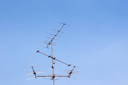 Old antenna on roof top.の写真素材