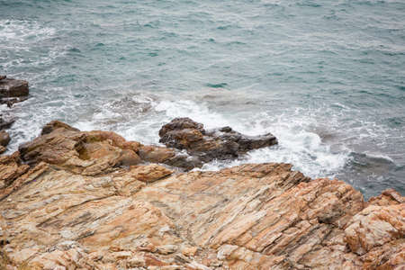 Rocky mountain and ocean background.の写真素材