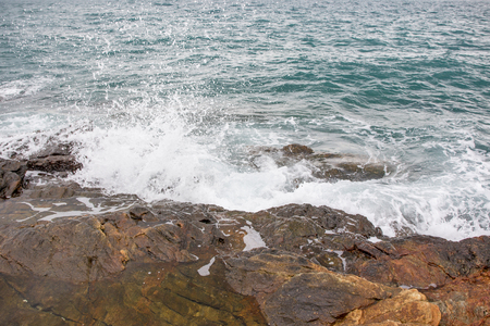 Rocky mountain and ocean background.の写真素材