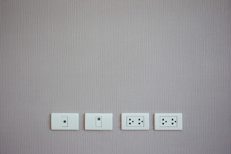 Plug socket in wall close up.の写真素材