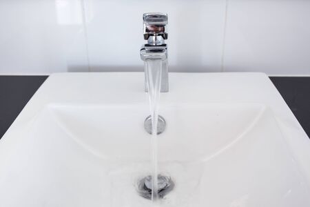 Modern style wash basin in restroom close up.の写真素材