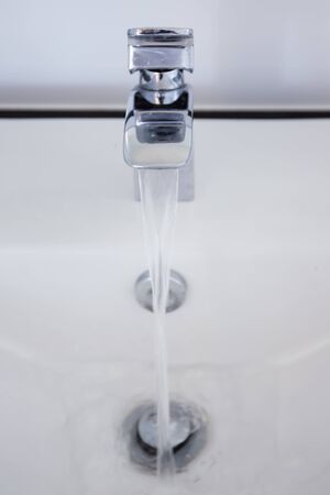 Modern style wash basin in restroom close up.の写真素材