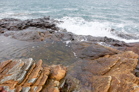 Rocky mountain and ocean background.の写真素材