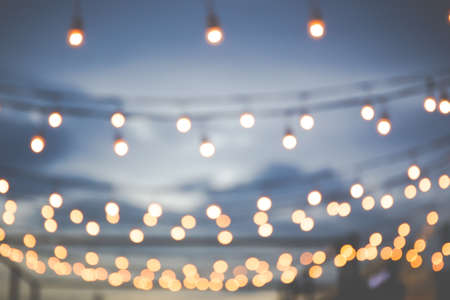 Blur light bulb in festival background.(Processed in vintage colour tone)の写真素材