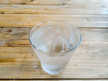 Iced water in glass close up.の写真素材