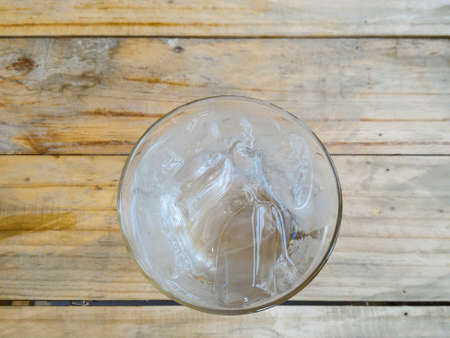 Iced water in glass close up.の写真素材