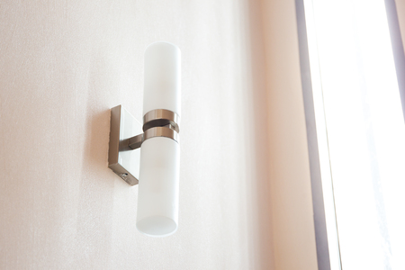 The modern wall on wall beside the window close up.の写真素材