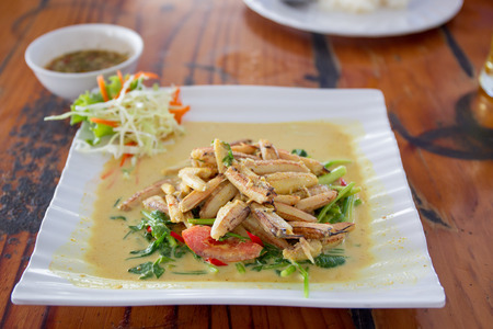 Traditional Thai curry fried crab.の写真素材