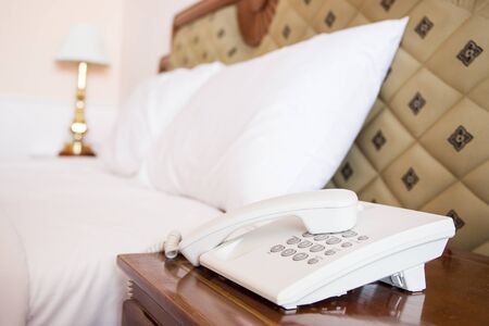 Telephone in the room in hotel.の写真素材