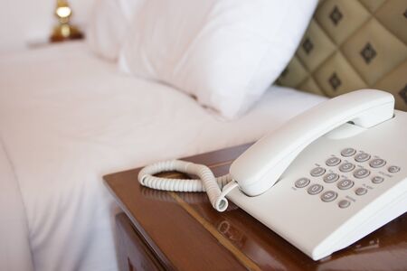 Telephone in the room in hotel.の写真素材