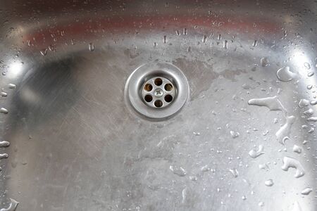 Aluminium sink close up.の写真素材