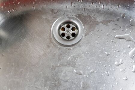 Aluminium sink close up.の写真素材