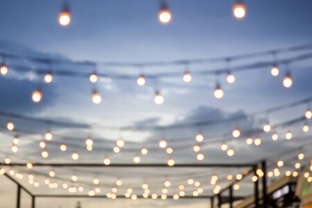 Blur light bulb in festival background.(Processed in vintage colour tone)の写真素材