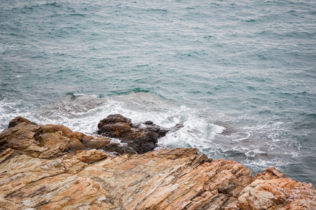 Rocky mountain and ocean background.の写真素材