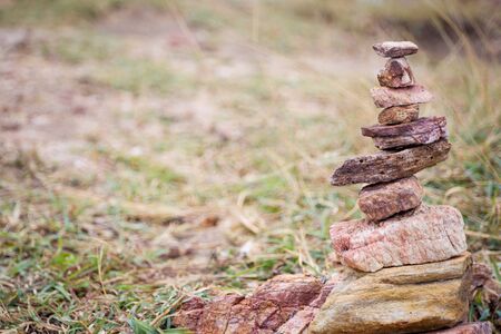 Small stones stack close up.